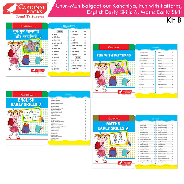 Cardinal Books Preschool Learning Nursery Kit B Set of 8|Alphabet | Numbers| Rhymes & Stories| Colouring| Phonic Book Ages 3-4 Years