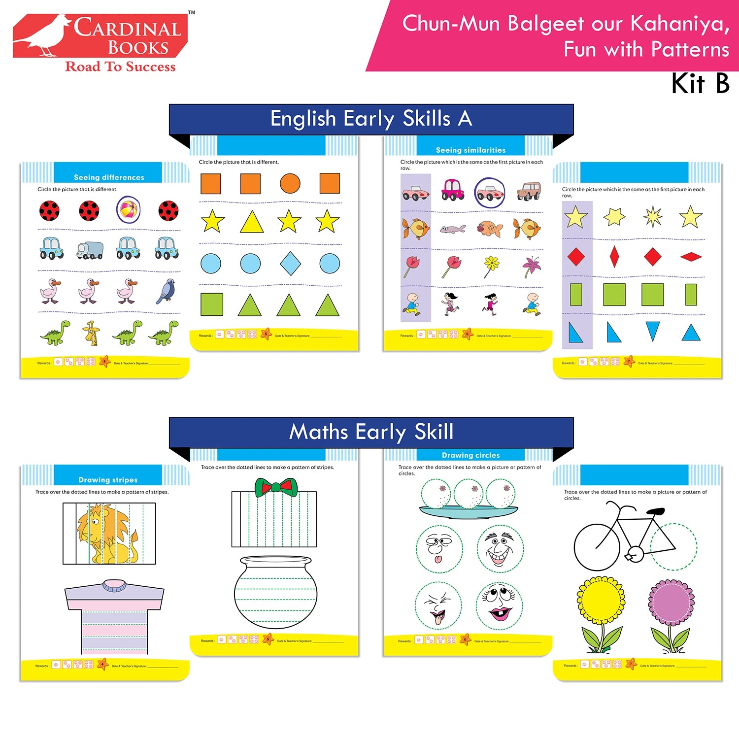 Cardinal Books Preschool Learning Nursery Kit B Set of 8|Alphabet | Numbers| Rhymes & Stories| Colouring| Phonic Book Ages 3-4 Years