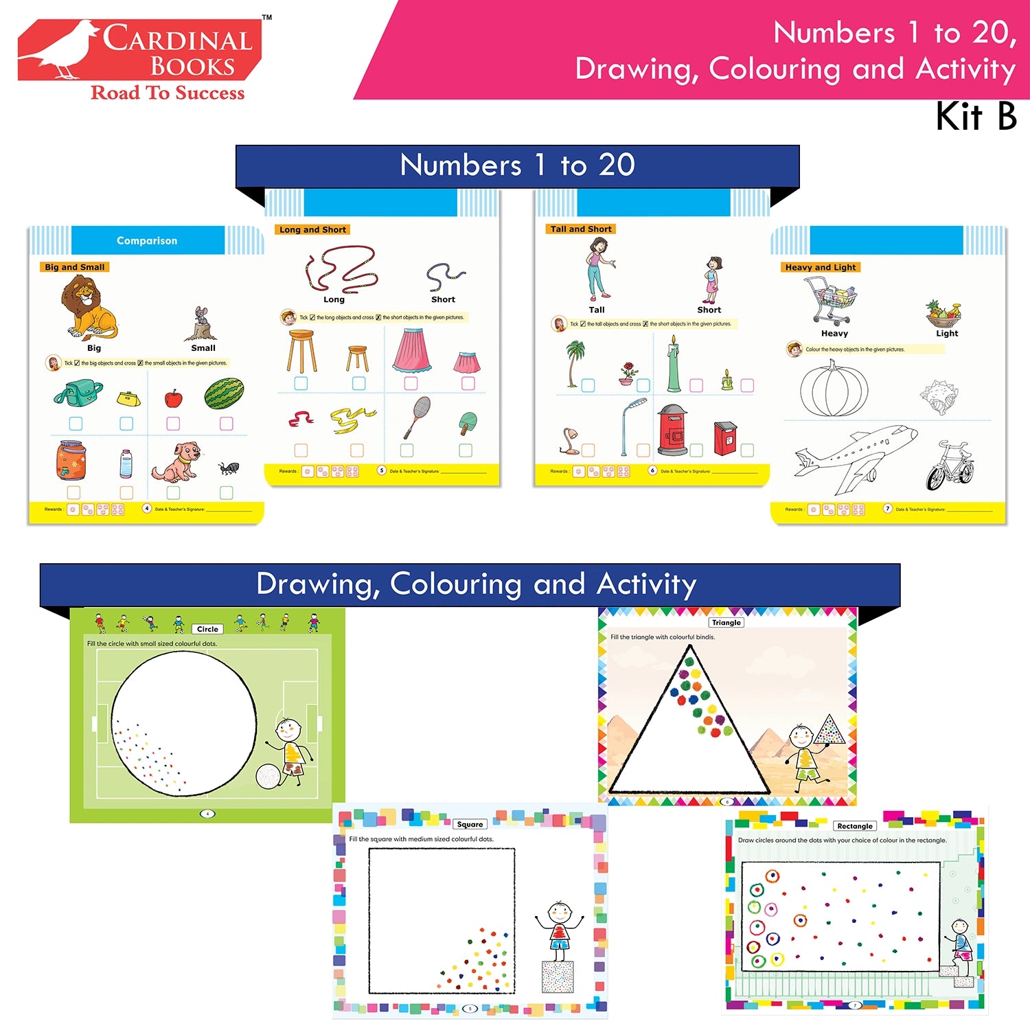 Cardinal Books Preschool Learning Nursery Kit B Set of 8|Alphabet | Numbers| Rhymes & Stories| Colouring| Phonic Book Ages 3-4 Years