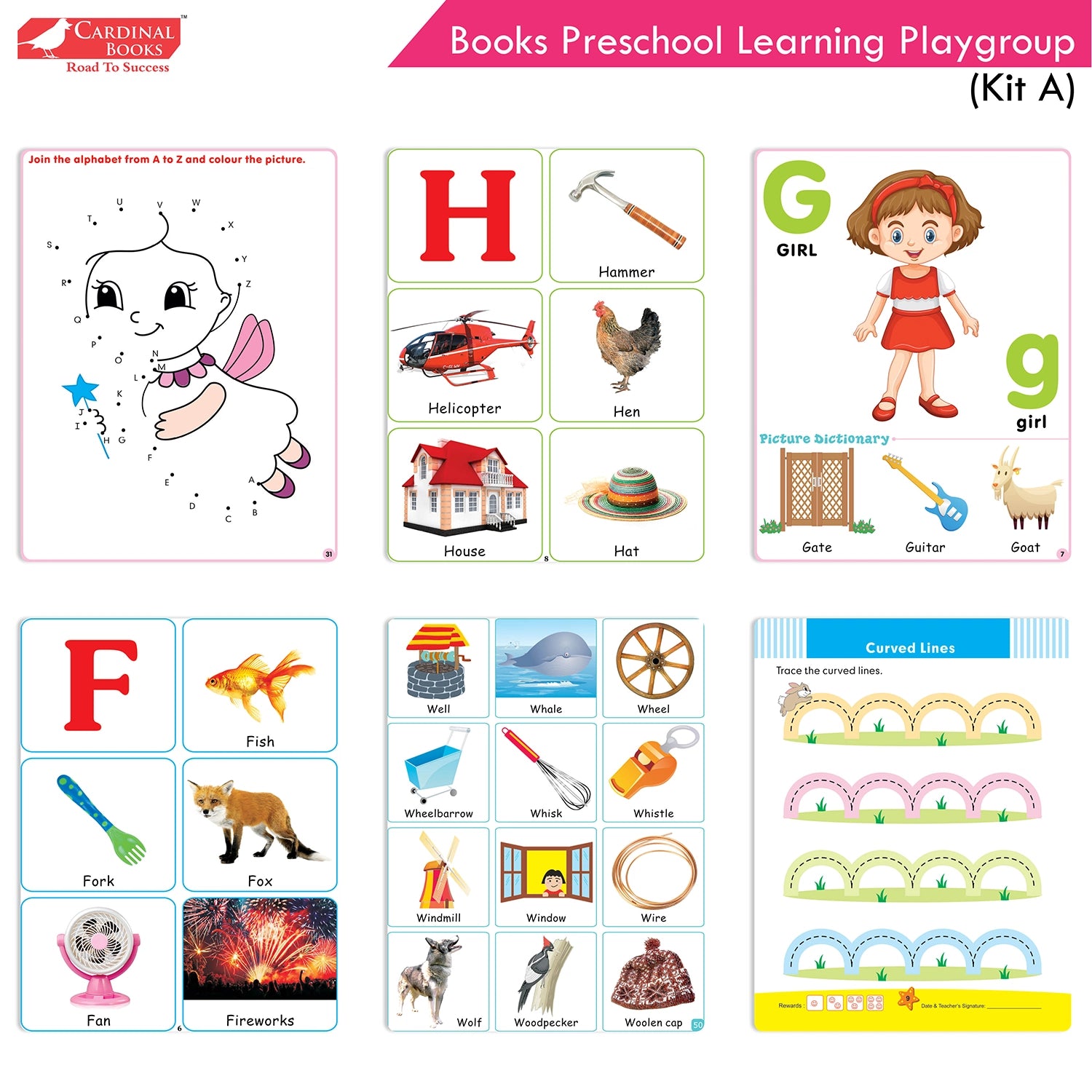 Cardinal Books Preschool Learning Playgroup (Preparatory Pre-Nursery) Kit A| Ages 2-3 Years| My First ABC Picture Dictionary