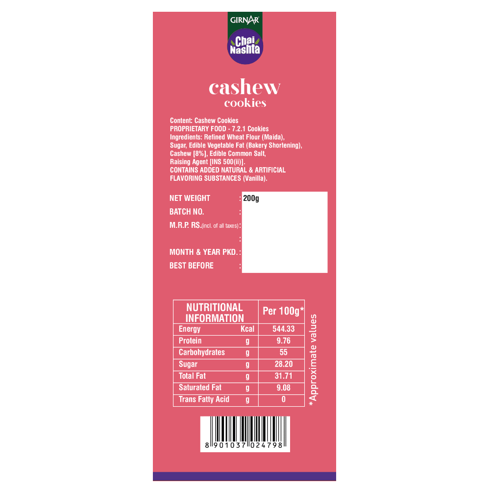 Girnar Chai Nashta - Cashew Cookies - Distacart