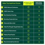 Thumbnail for The Indus Valley 12 Pit/Cup CASTrong Cast Iron Kuzhi Paniyaram/Paddu Pan/Appe Maker, Pre-seasoned, 100% Pure, Toxin-free, Spatula, 21 cm, 2.2 kg