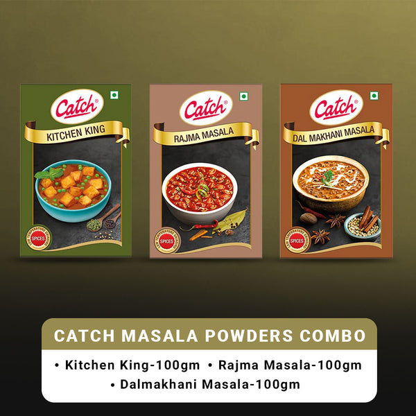 Catch Masala Powder Combo - Kitchen King 100 gms + Rajma Masala 100 gms + Dalmakhani Masala 100 gms - Distacart