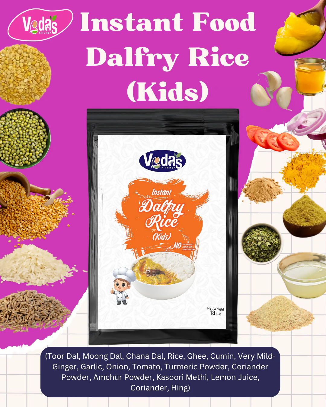Vedas Kitchen Dal-Fry Rice (Kids) - Dista