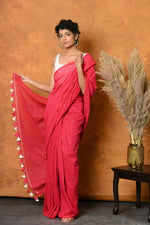 Thumbnail for Very Much Indian Mul Cotton Khadi Design Handloom Woven Saree - Pink - Distacart