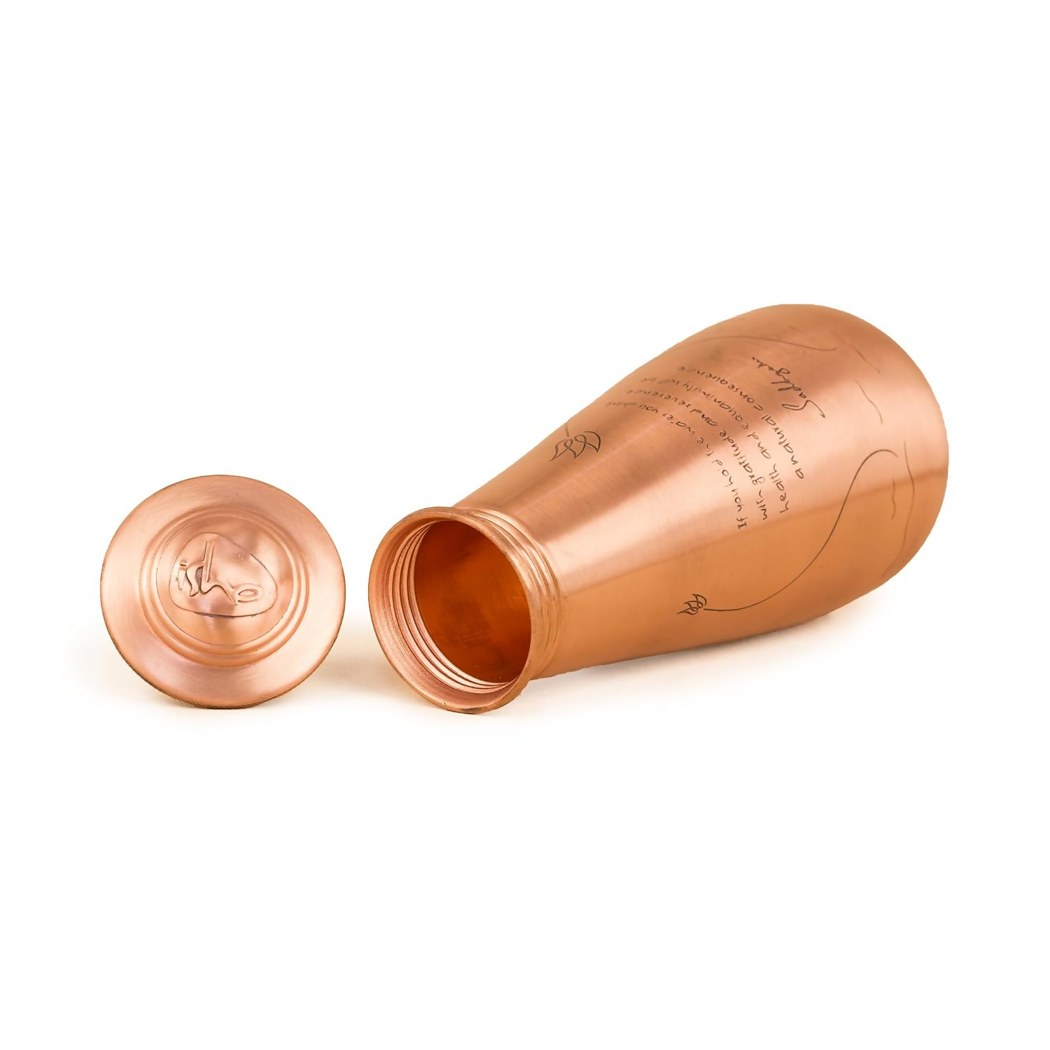 Isha Life Copper Water Bottle with Sadhguru Quote - Dista