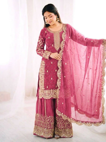 Teeya Creation Womens New Trendy Embroidery Coding And Sequence Work Kurta Set - Dista
