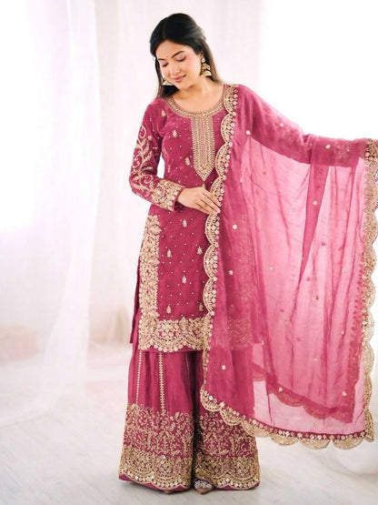 Teeya Creation Womens New Trendy Embroidery Coding And Sequence Work Kurta Set - Dista