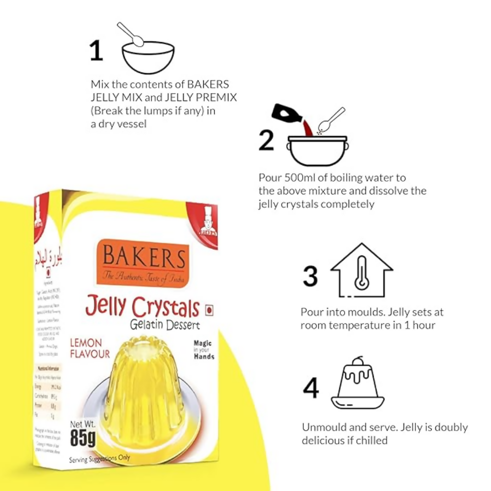 BAKERS Jelly Crystals (Gelatin Dessert) - Lemon - Dista