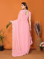 Thumbnail for Partywear Designer Light Pink Georgette Fancy Saree - Starwalk - Distacart