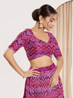 Thumbnail for Joban Fashion Purple Chiffon Padded Blouse With Square Neck Elbow Sleeves - Distacart