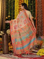 Thumbnail for Astita Linen Cotton Off White Saree