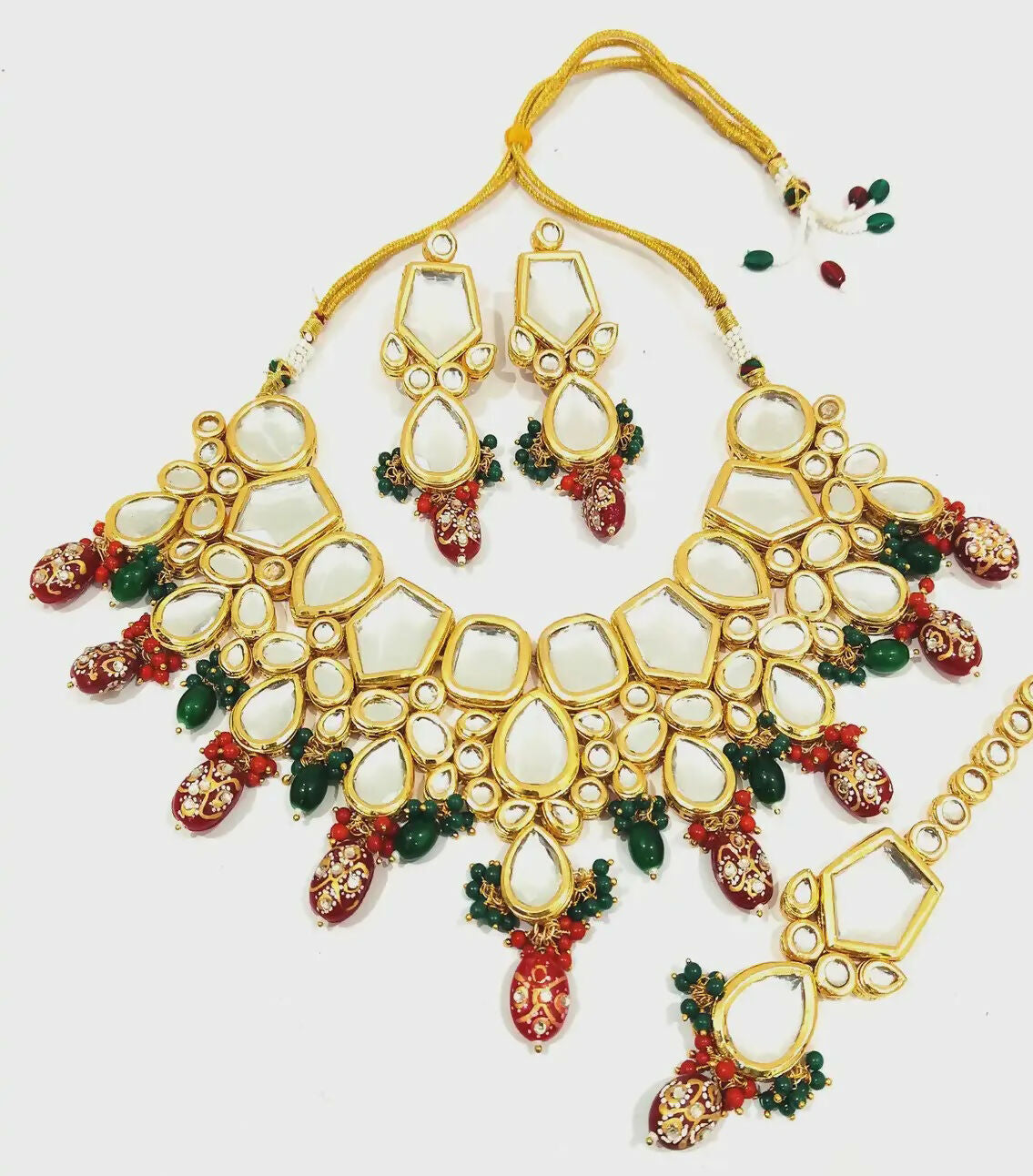 Joban Fashion Hand Made High Quality Gold Plated Base Metal Alloy Kundan Stone Studded Kundan Jewellery Set