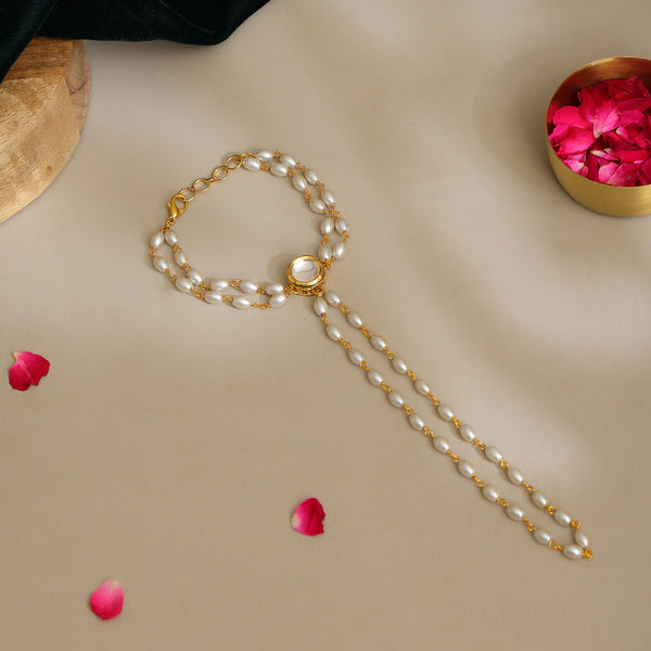 Ruby Raang Gold Kundan & Pearl Haath Phool