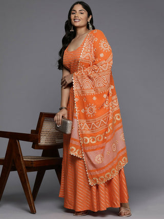 Ahalyaa Women's Traditional wear Lehenga Choli - Orange - Distacart