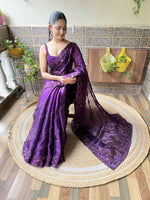 Thumbnail for Mitera Floral Printed Sequinned Saree - Distacart