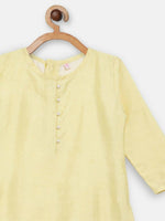Thumbnail for Ahalyaa Yellow Poly Silk Kids Kurta Pant With Dupatta For Girls - Distacart