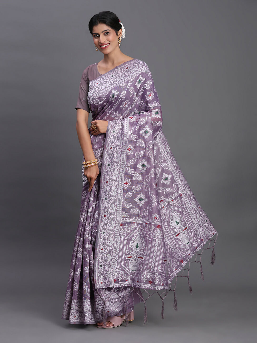 Astita Linen Cotton Violet Saree