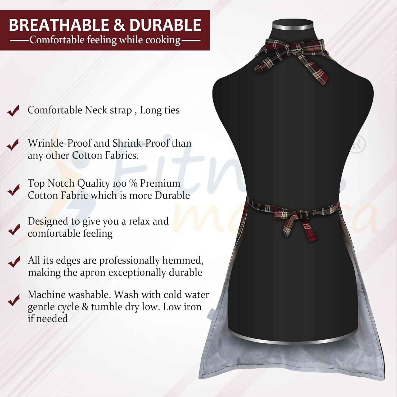 Fitness Mantra Waterproof Kitchen Apron For Men & Women-Multicolour - Dista