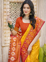 Thumbnail for Astita Pochampalli Silk Yellow Saree