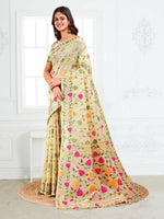 Thumbnail for Astita Linen Cotton Off White Saree
