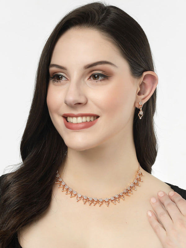 NVR Women's Gold-Plated American Diamond-Studded Handcrafted Jewellery Set - Distacart