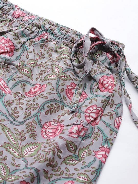 Anubhutee Grey & Pink Pure Cotton Printed Night suit - Distacart