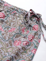 Thumbnail for Anubhutee Grey & Pink Pure Cotton Printed Night suit - Distacart