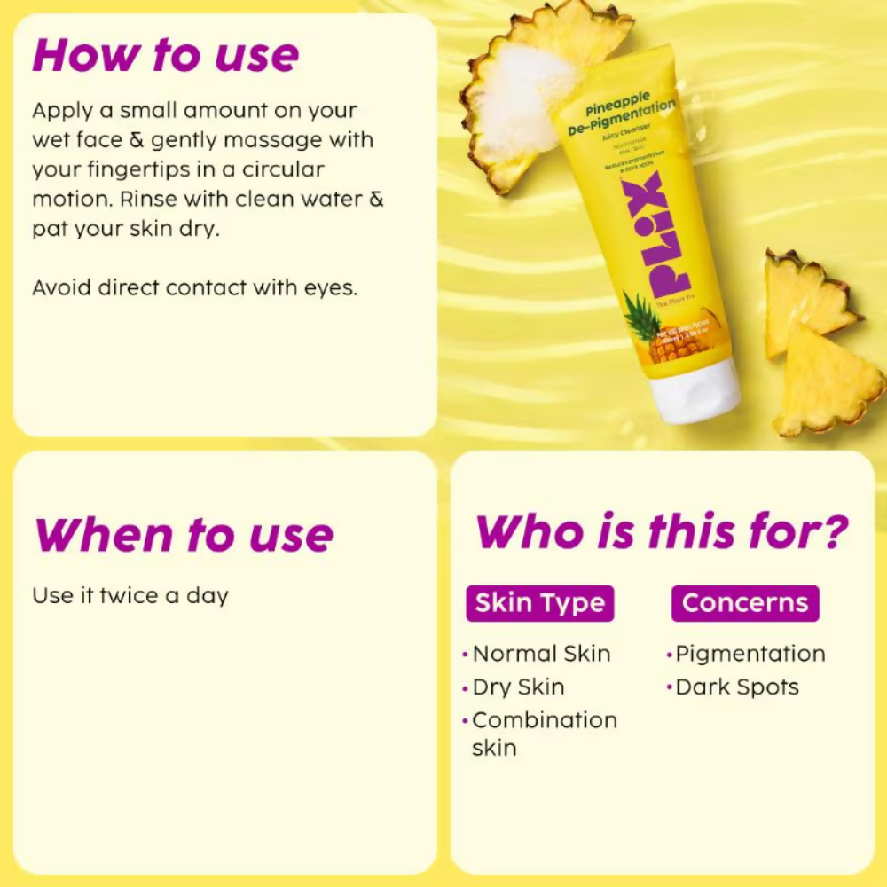 PLIX The Plant Fix Pineapple Depigmentation Regime With Toner, Cleanser & Moisturizer - Distacart
