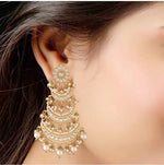 Thumbnail for Jewel City Elegant Pearl Chandelier Earrings Traditional Gold-Plated Indian Wedding Jewelry