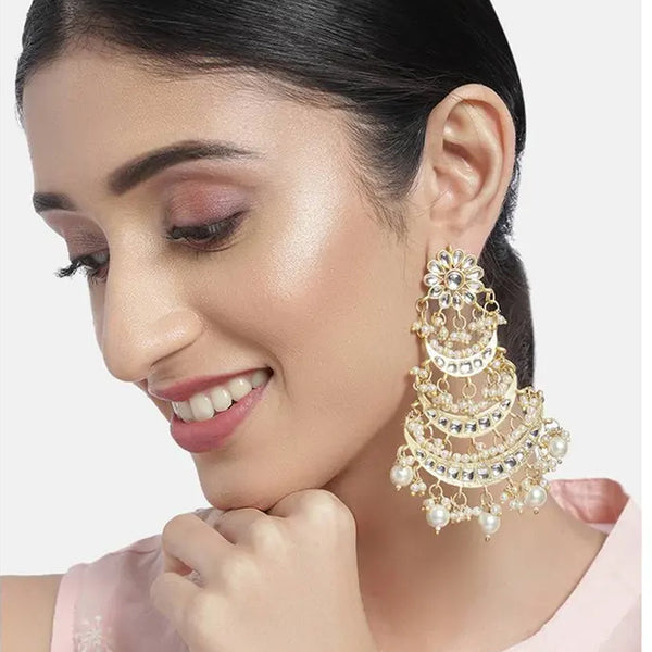 Jewel City Elegant Pearl Chandelier Earrings Traditional Gold-Plated Indian Wedding Jewelry - Distacart