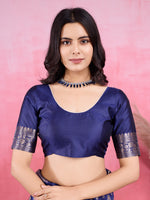 Thumbnail for Vedant Vastram Banarasi Silk Fashion Saree - Navy - Distacart