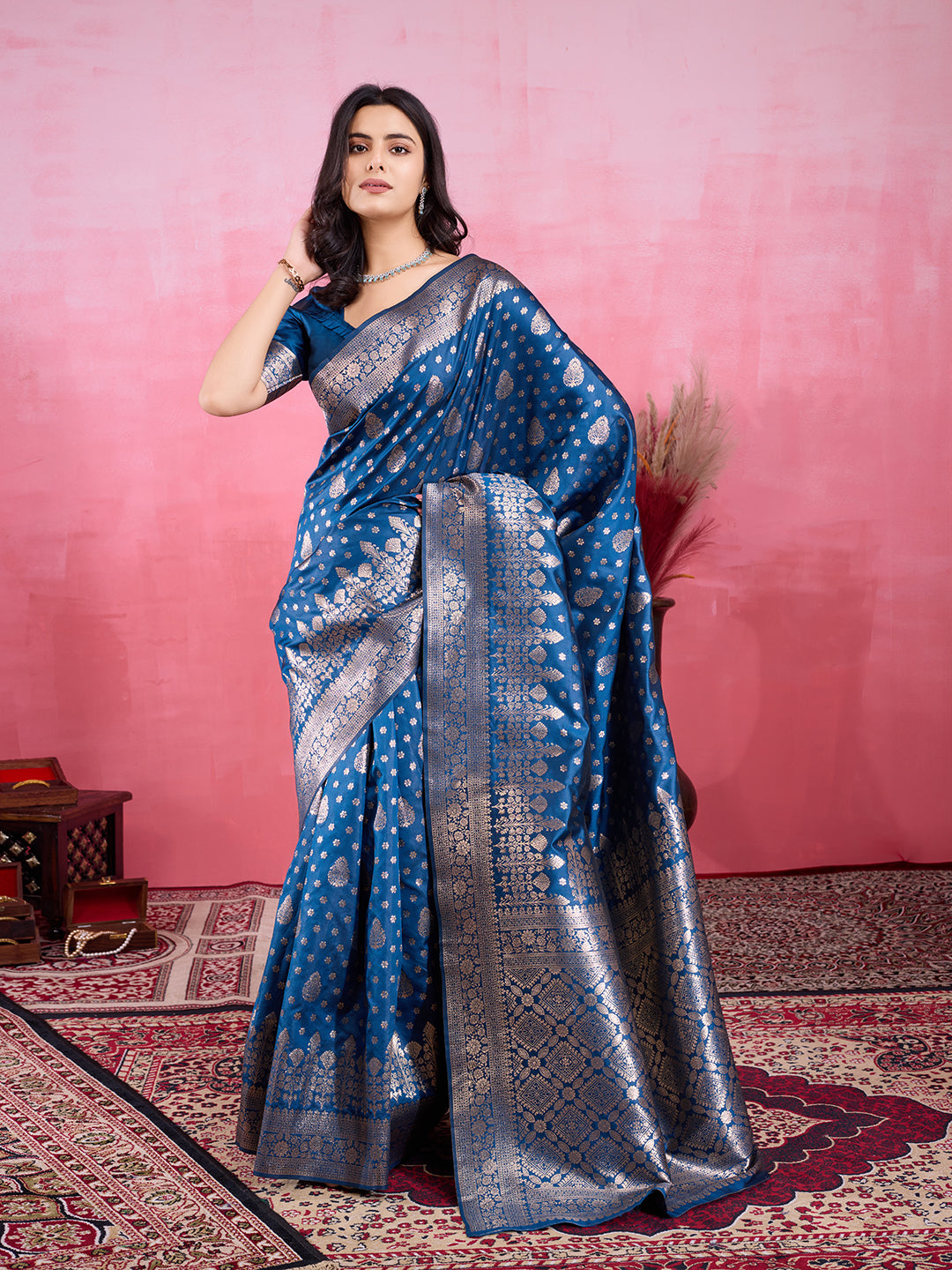 Vedant Vastram Banarasi Silk Fashion Saree - Rama - Distacart