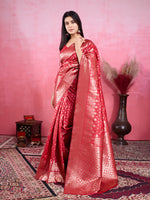 Thumbnail for Vedant Vastram Banarasi Silk Fashion Saree - Red - Distacart