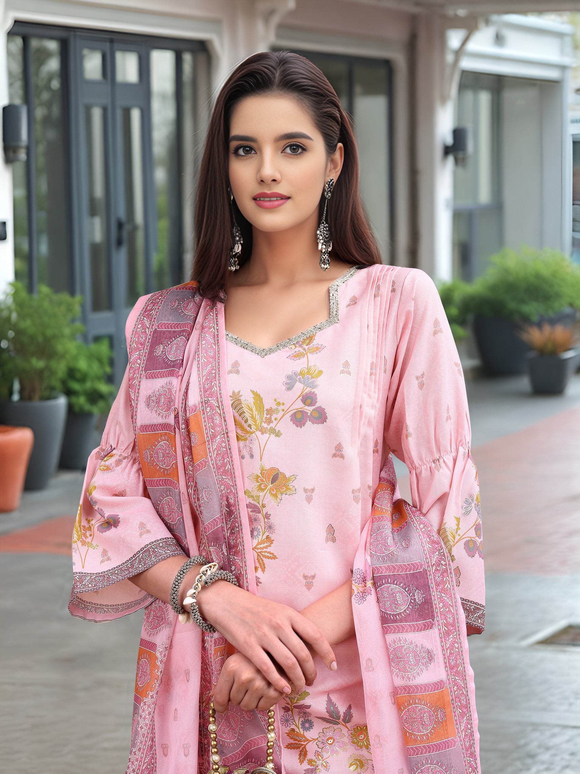Hypnotex Position Digital Print With Position Foil Kurta Set -Pink - Dista