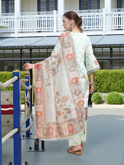 Hypnotex Position Digital Print With Position Foil Kurta Set -Pista - Dista
