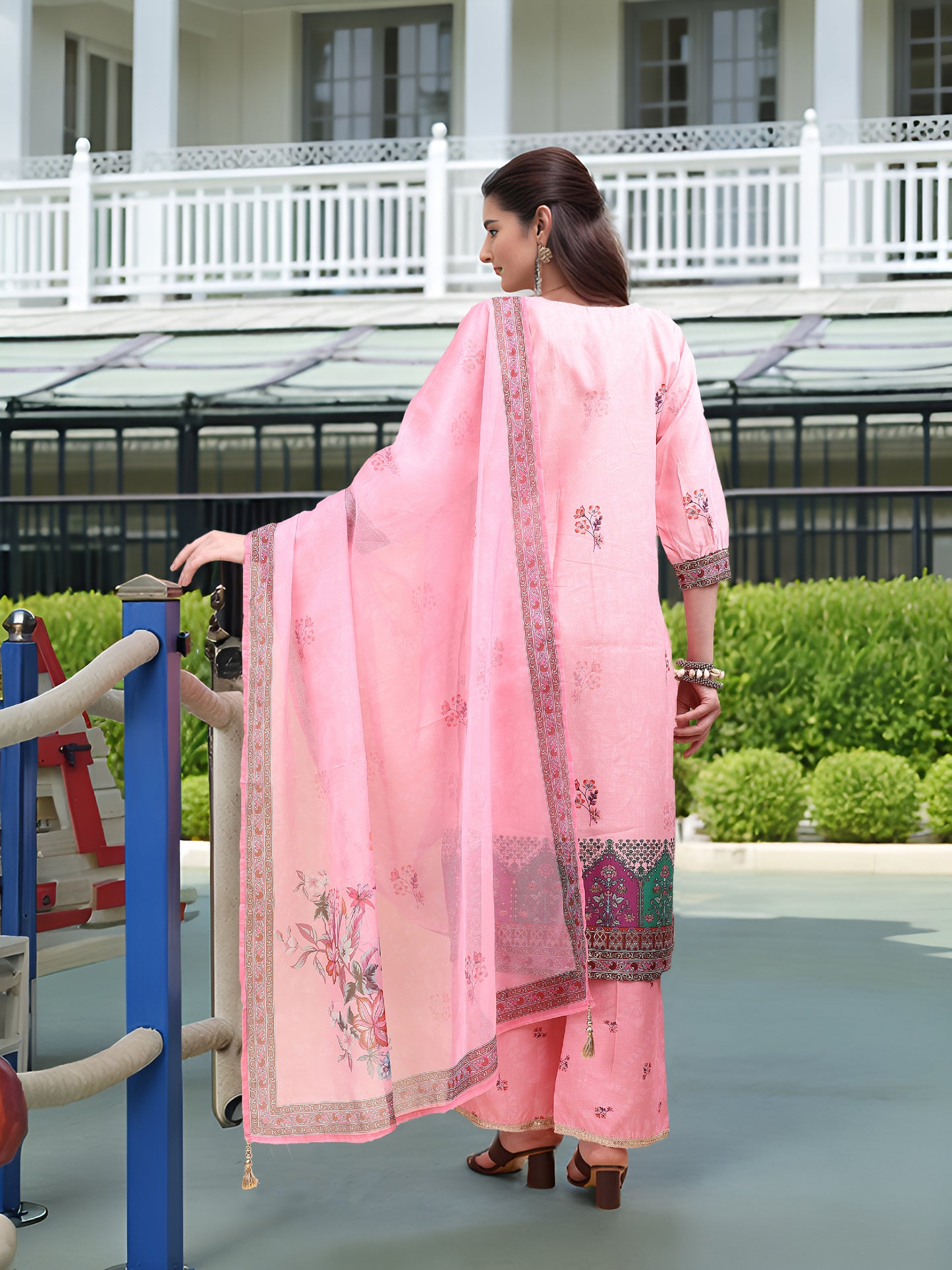 Hypnotex Position Digital Print With Position Foil Kurta Set -Pink - Dista