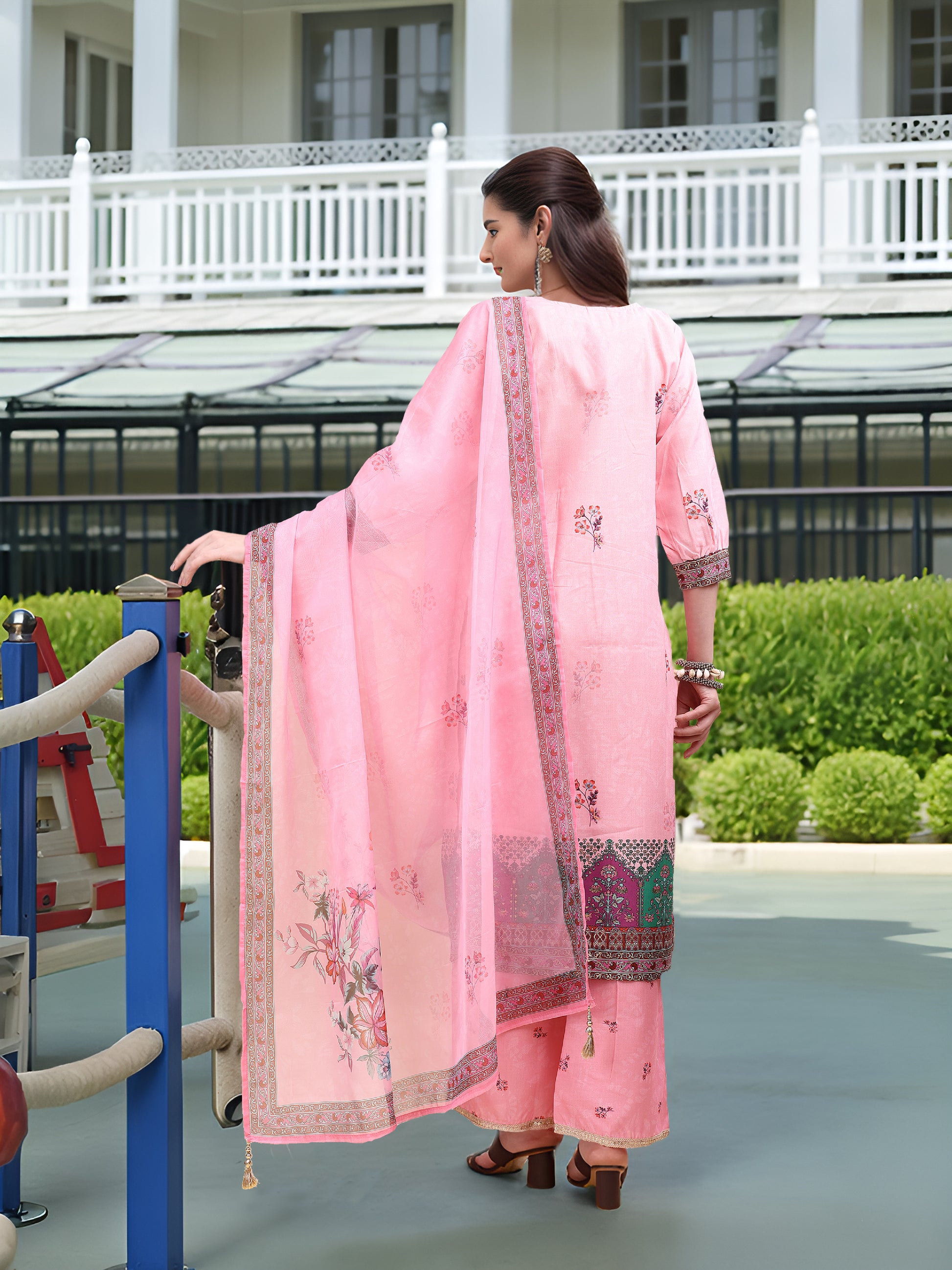 Hypnotex Position Digital Print With Position Foil Kurta Set -Pink - Dista