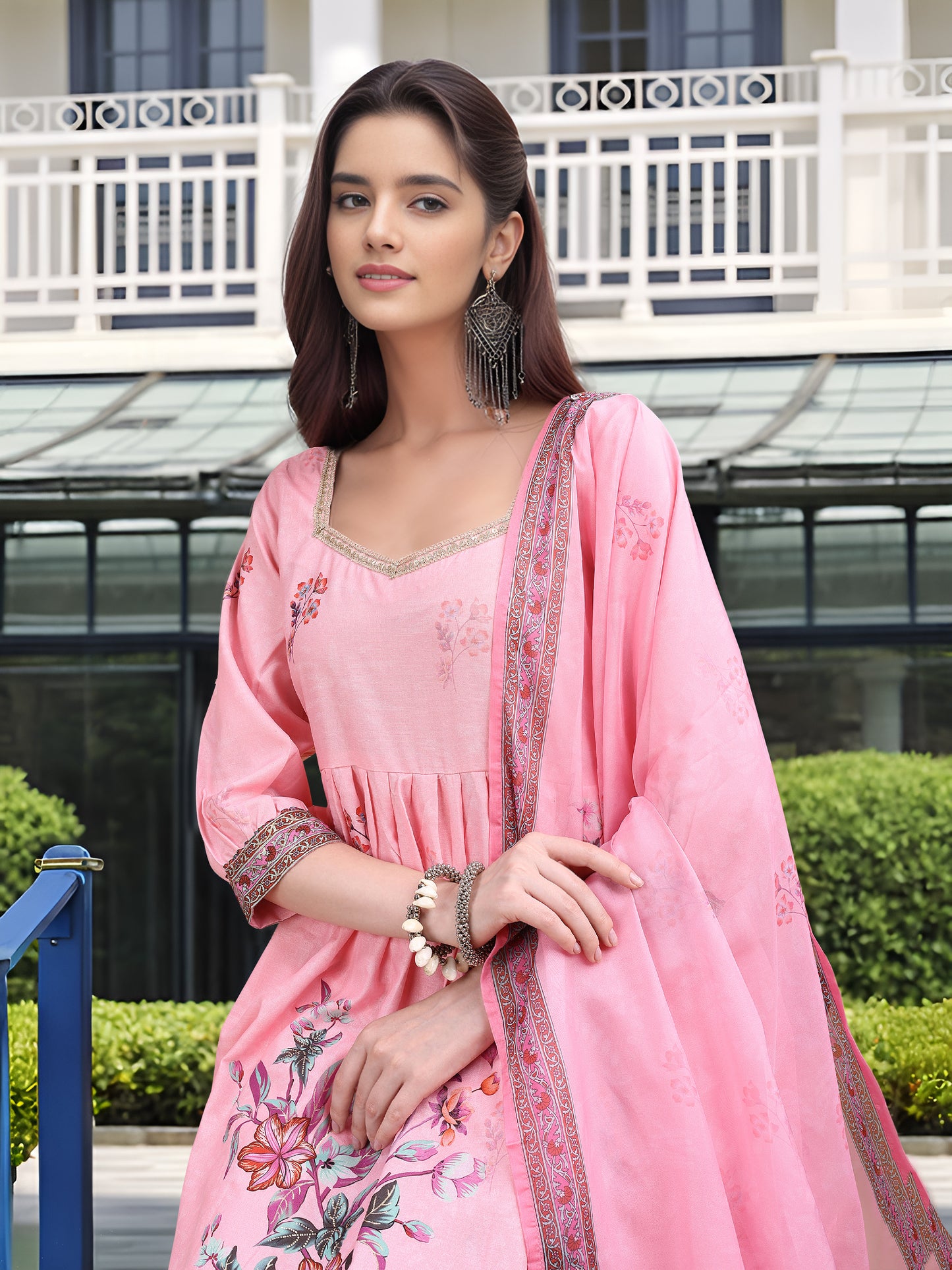 Hypnotex Position Digital Print With Position Foil Kurta Set -Pink - Dista