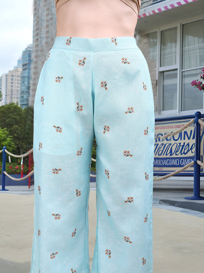 Hypnotex Position Digital Print With Position Foil Kurta Set -Sky Blue - Dista
