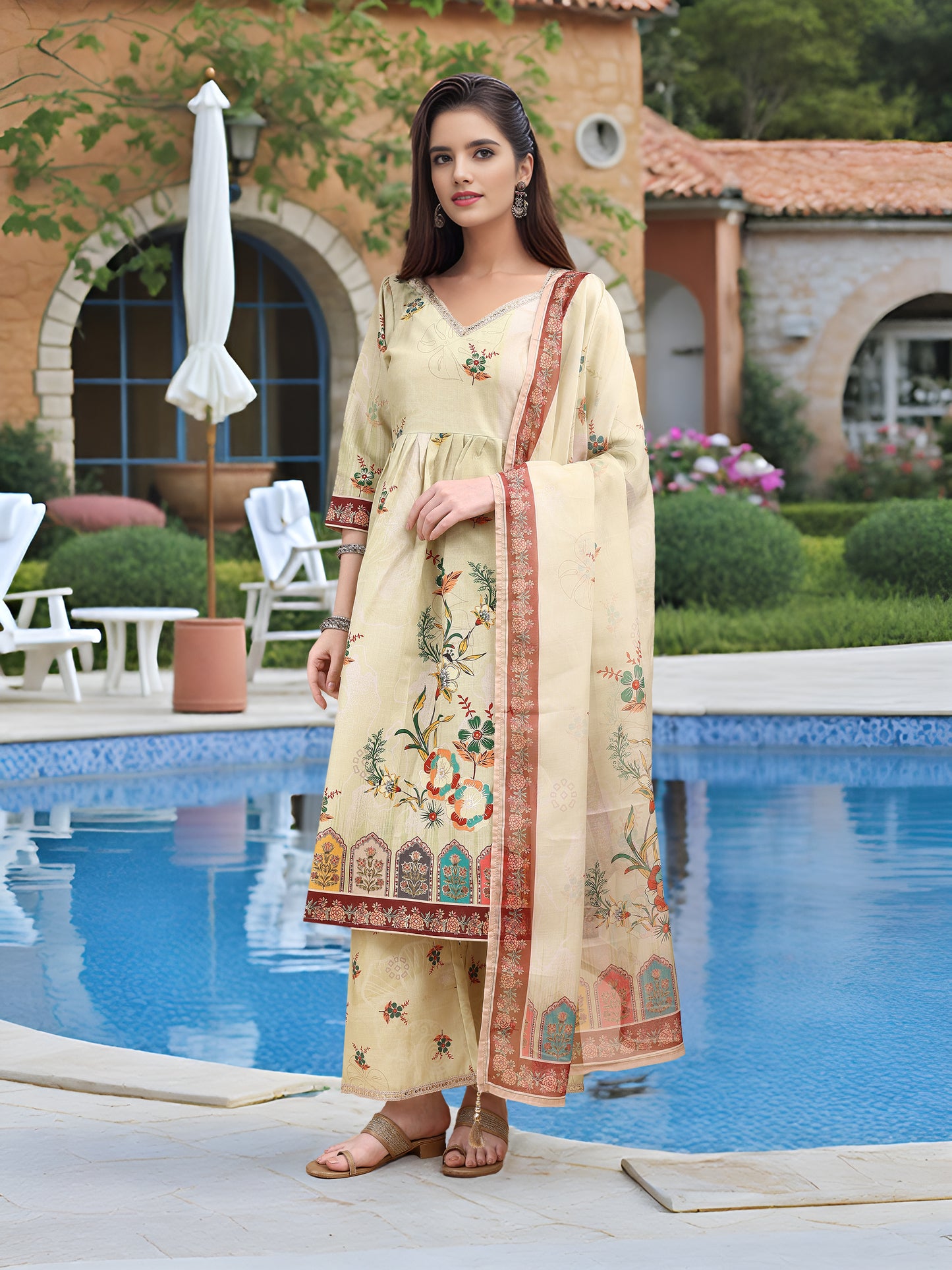 Hypnotex Position Digital Print With Position Foil Kurta Set -Off White - Dista
