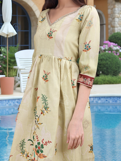 Hypnotex Position Digital Print With Position Foil Kurta Set -Off White - Dista