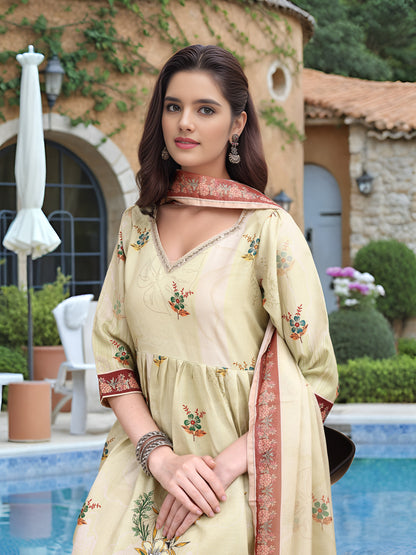 Hypnotex Position Digital Print With Position Foil Kurta Set -Off White - Dista
