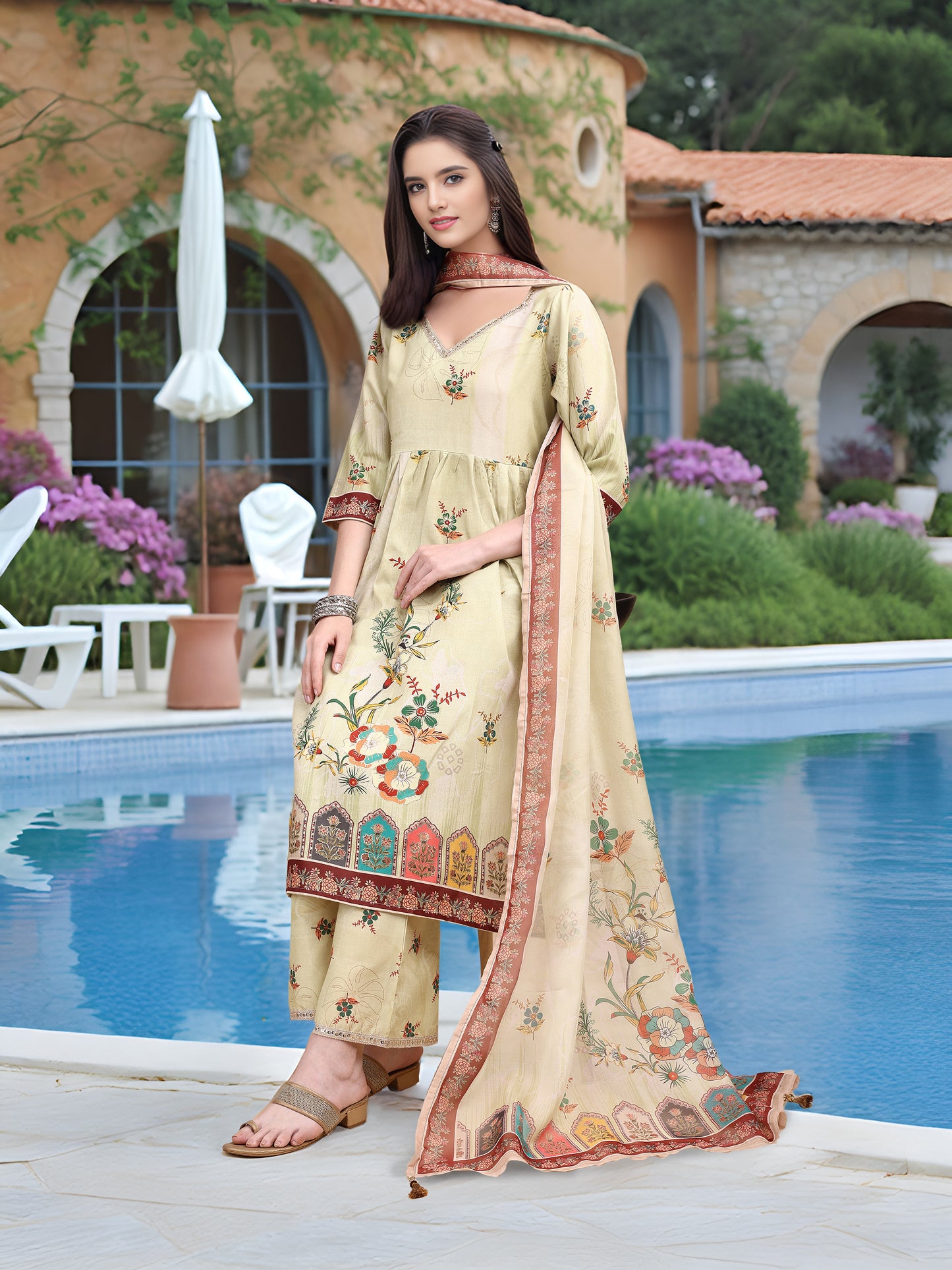 Hypnotex Position Digital Print With Position Foil Kurta Set -Off White - Dista
