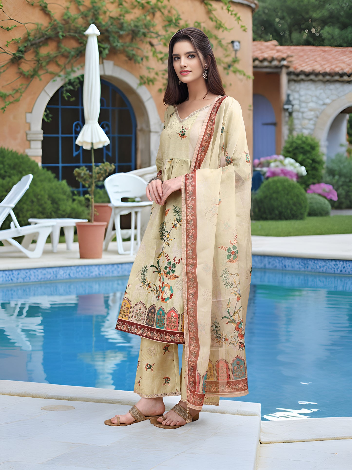 Hypnotex Position Digital Print With Position Foil Kurta Set -Off White - Dista