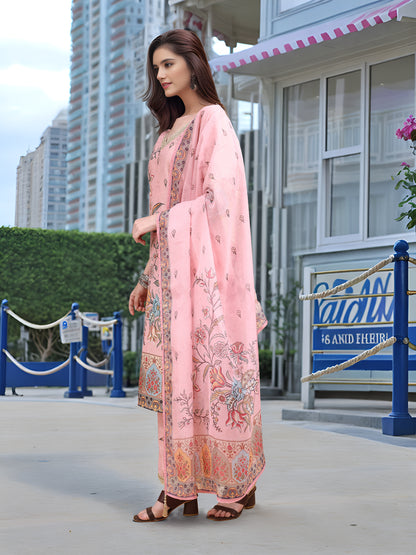 Hypnotex Position Digital Print With Position Foil Kurta Set -Pink - Dista