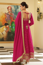 Thumbnail for Yash Enterprise Rani Pink Silk Embroidery Party Wear Suit Set