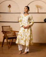 Thumbnail for Gharana India Mulcotton Printed Green Chikankari Kurta - Dista