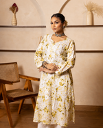 Thumbnail for Gharana India Mulcotton Printed Green Chikankari Kurta - Dista