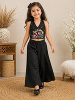 Thumbnail for Evanik Black Premium Pure Cotton Fabric With Hand Work Kids Co-Ord Set - Dista